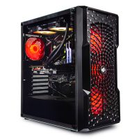 gamingowy komputer marki Adax Draco Extreme Pro z czerwonym podświetleniem