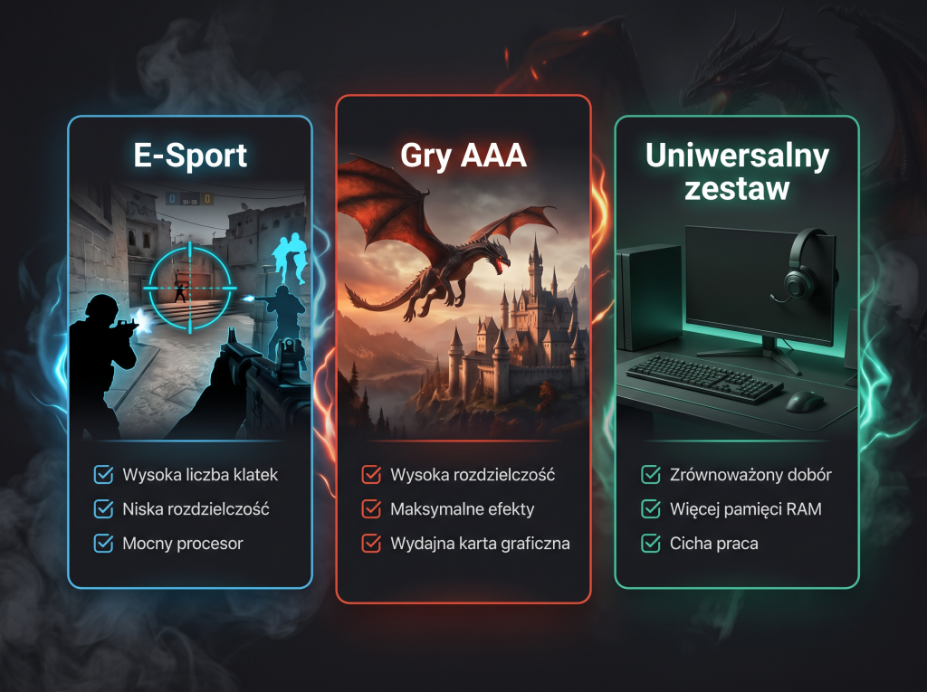 Scenariusze grania a wymagania komputera do gier Scenariusze grania a wymagania komputera do gier – e-sport, gry AAA i zestaw uniwersalny